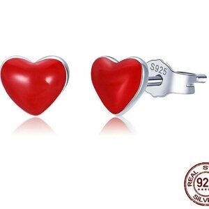 Red Heart 925 Sterling Silver Earring Stud